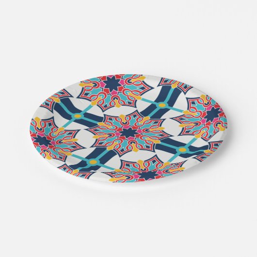 Naadloze islamitische kunst kleurrijk papieren bordje (Gekanteld)