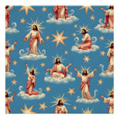 Naadloze Jezus Patroon Religie Gift Christendom Perfect Poster (Voorkant)