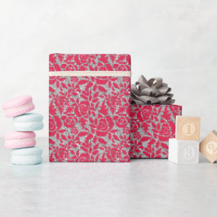 Naadloze kant romantische retro  rode lacy patat cadeaupapier