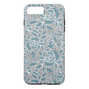 Naadloze kant rozen romantische retro blauwe la iPhone 8/7 plus hoesje