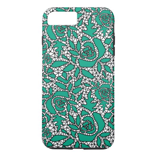 Naadloze kant rozen romantische retro groene l Case-Mate iPhone case (Achterkant)