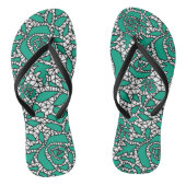 Naadloze kant rozen romantische retro  groene l teenslippers (Voetbed)