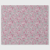 Naadloze kant rozen romantische retro  rode lak cadeaupapier (Vlak)