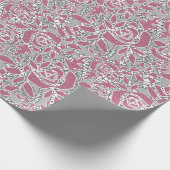 Naadloze kant rozen romantische retro  rode lak cadeaupapier (Hoek)