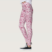 Naadloze kant rozen romantische retro  rode lak leggings (Links)