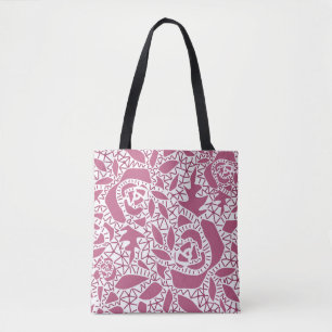 Naadloze kant rozen romantische retro  rode lak tote bag