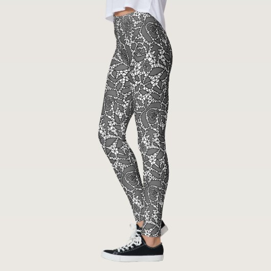 Naadloze kant rozen romantische retro  zwarte l leggings (Links)