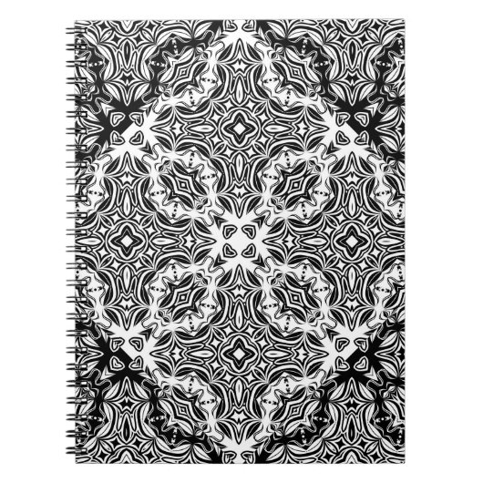 Naadloze kant rozen romantische retro zwarte l notitieboek (Voorkant)