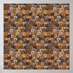 Naadloze Kawaii Dogs Poster