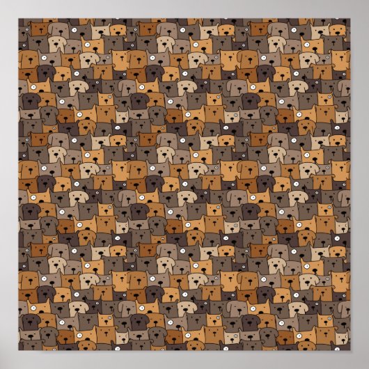 Naadloze Kawaii Dogs Poster (Voorkant)