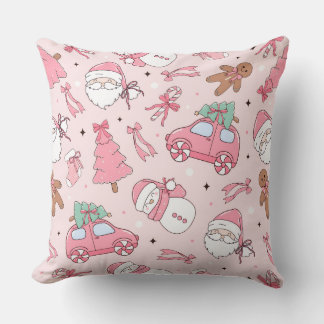 Naadloze kerst kussen met roze thema