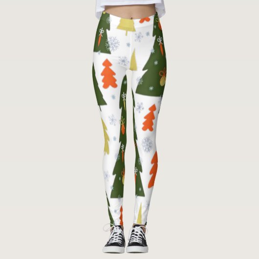 Naadloze Kerstbomen Patroon met Decorated Leggings (Voorkant)