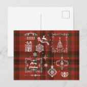 Naadloze kerstdecoratie Rood-wit Feestdagenkaart (Voorkant / Achterkant)