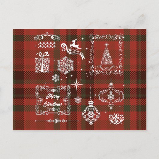 Naadloze kerstdecoratie Rood-wit Feestdagenkaart (Voorkant)