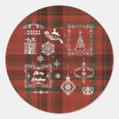 Naadloze kerstdecoratie Rood-wit Ronde Sticker (Voorkant)