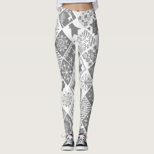 Naadloze kerstelementen geometrische sneeuwvlok leggings