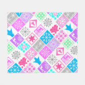 Naadloze kerstelementen geometrische sneeuwvlokken fleece deken (Voorkant (Horizontaal))