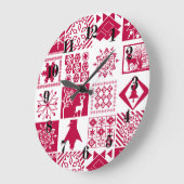 Naadloze kerstelementen geometrische sneeuwvlokken grote klok (Hoek)