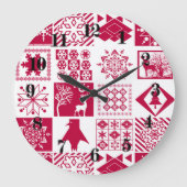 Naadloze kerstelementen geometrische sneeuwvlokken grote klok (Voorkant)