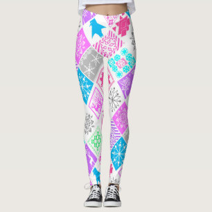 Naadloze kerstelementen geometrische sneeuwvlokken leggings
