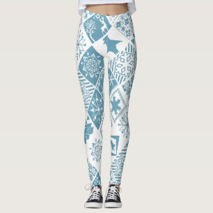 Naadloze kerstelementen geometrische sneeuwvlokken leggings