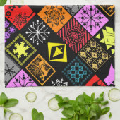 Naadloze kerstelementen geometrische sneeuwvlokken theedoek (Gevouwen)