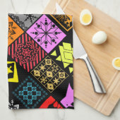 Naadloze kerstelementen geometrische sneeuwvlokken theedoek (Quarter Fold)