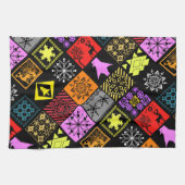 Naadloze kerstelementen geometrische sneeuwvlokken theedoek (Horizontaal)