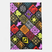 Naadloze kerstelementen geometrische sneeuwvlokken theedoek (Verticaal)