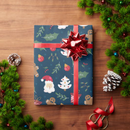 Naadloze Kerstman en versieringen Cadeaupapier