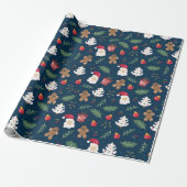 Naadloze Kerstman en versieringen Cadeaupapier (Uitgerold)
