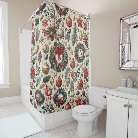 Naadloze Kerstmisdecoratie Douchegordijn (In situ)