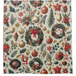 Naadloze Kerstmisdecoratie Douchegordijn