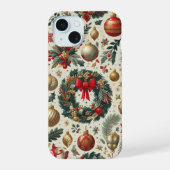 Naadloze Kerstmisdecoratie iPhone 15 Case (Achterkant)