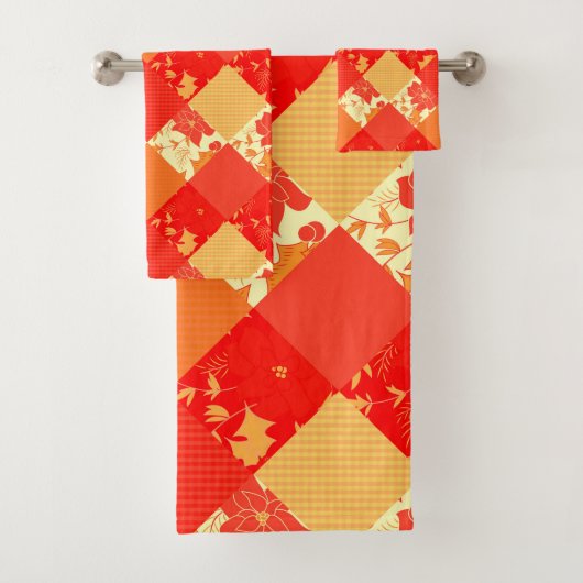 Naadloze kerstpatchwerkpatches worden gekoeld bad handdoek (Insitu)