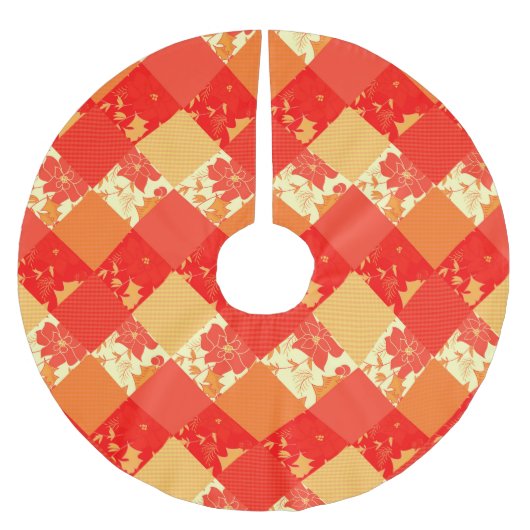 Naadloze kerstpatchwerkpatches worden gekoeld kerstboom rok (Voorkant)