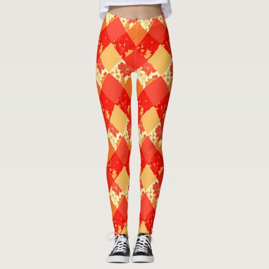 Naadloze kerstpatchwerkpatches worden gekoeld leggings (Voorkant)
