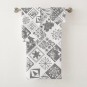 Naadloze kerstpatchwork sneeuwhert bad handdoek (Insitu)