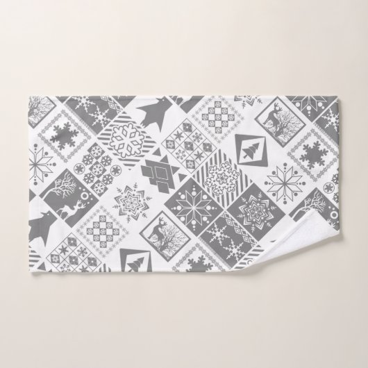 Naadloze kerstpatchwork sneeuwhert bad handdoek (Handdoek)