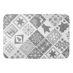 Naadloze kerstpatchwork sneeuwhert badmat