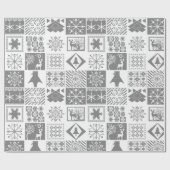 Naadloze kerstpatchwork sneeuwhert cadeaupapier (Vlak)