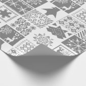 Naadloze kerstpatchwork sneeuwhert cadeaupapier (Hoek)