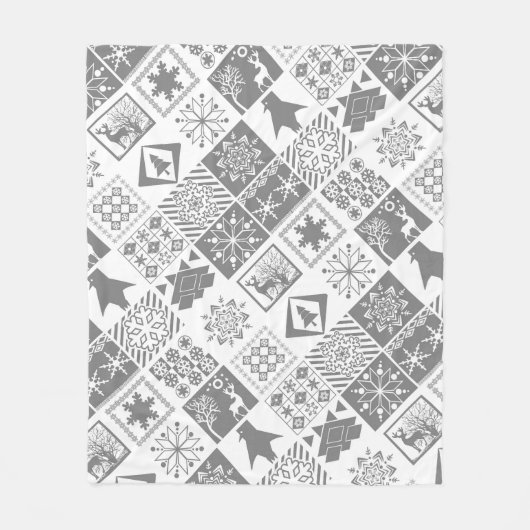 Naadloze kerstpatchwork sneeuwhert fleece deken (Voorkant)
