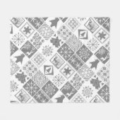 Naadloze kerstpatchwork sneeuwhert fleece deken (Voorkant (Horizontaal))