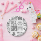 Naadloze kerstpatchwork sneeuwhert papieren bordje (Feest)