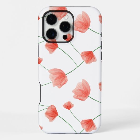 Naadloze klaprozen bloem achtergrond iPhone hoesje (Achterkant)