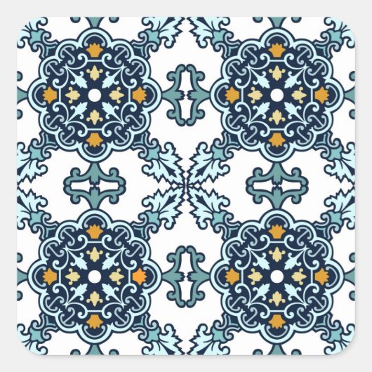 Naadloze klassieke ornamenten tegels vierkante sticker (Voorkant)