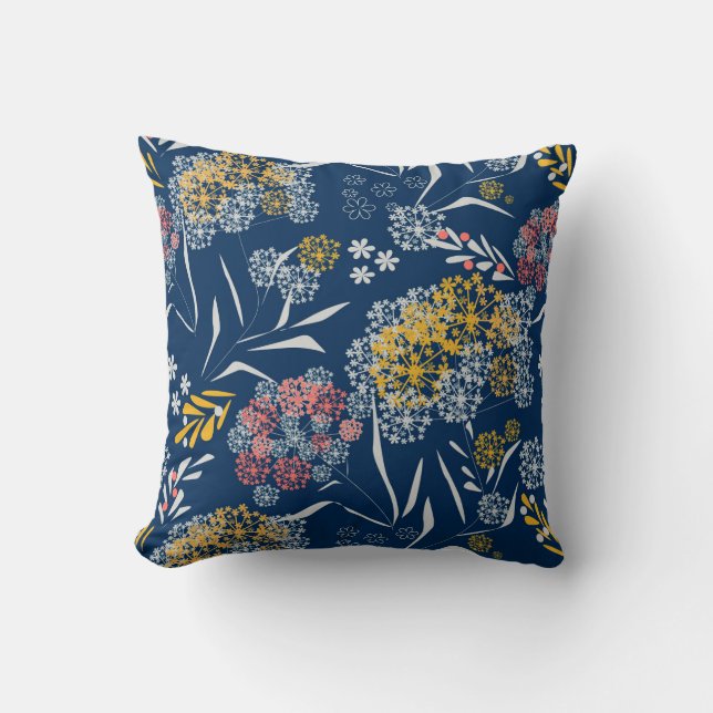 Naadloze kleine bloemen floreel patroon navy vi kussen (Voorkant)
