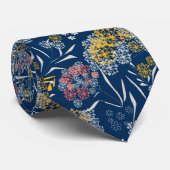 Naadloze kleine bloemen floreel patroon navy vi stropdas (Opgerold)