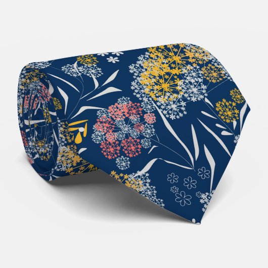 Naadloze kleine bloemen floreel patroon navy vi stropdas (Opgerold)